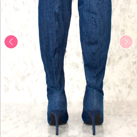 ๐Sale was $79 will go back ๐New Glam Blue Jean Thigh High Boots - Picture 3 of 9